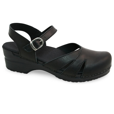 MARGRETHE Women's Leather Sandal In Black, Size 8.5-9, PR